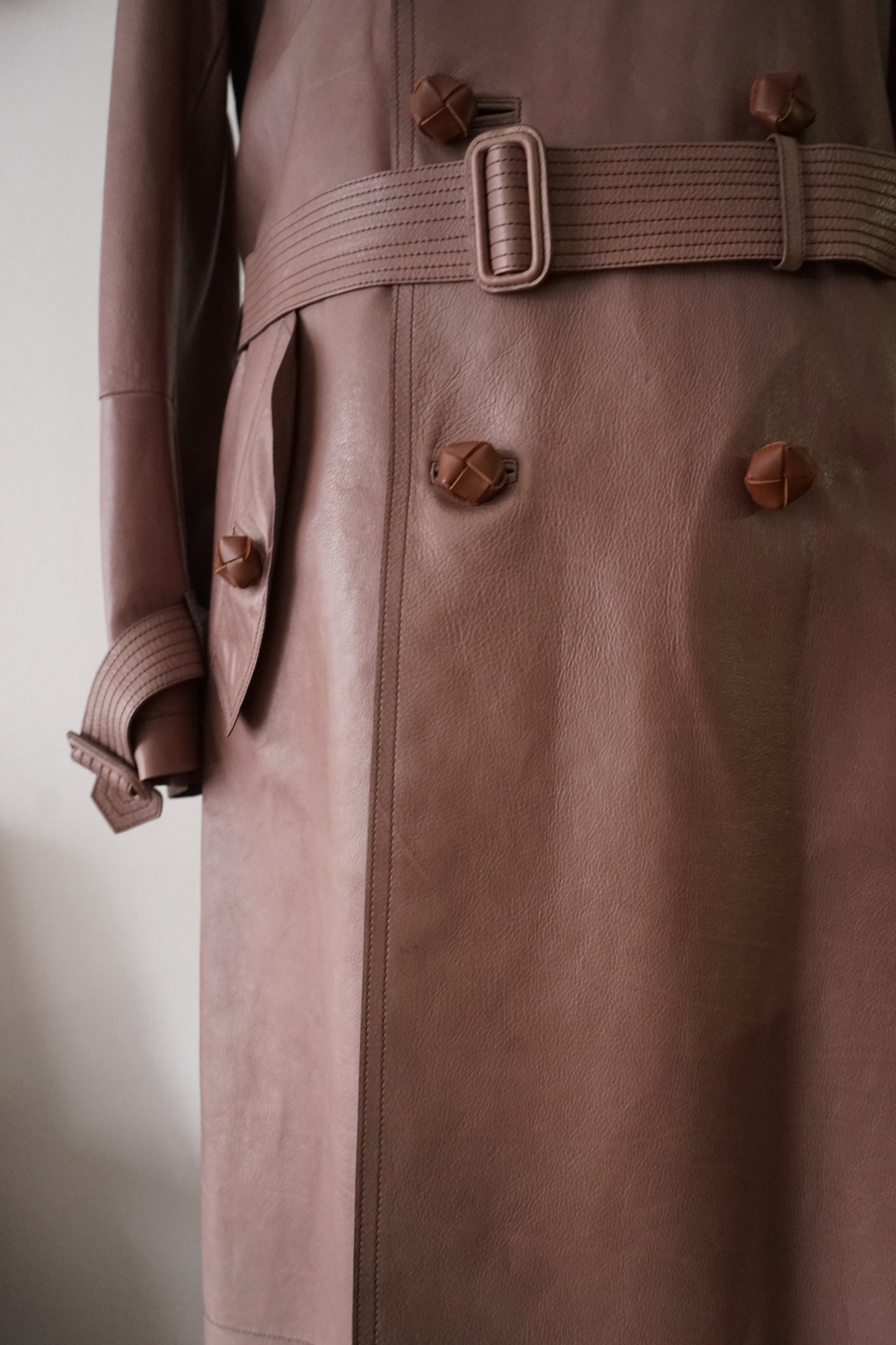 2010s BOTTEGA VENETA ”Pink Purple" Nappalan Leather Trench Coat by Tomas Maier