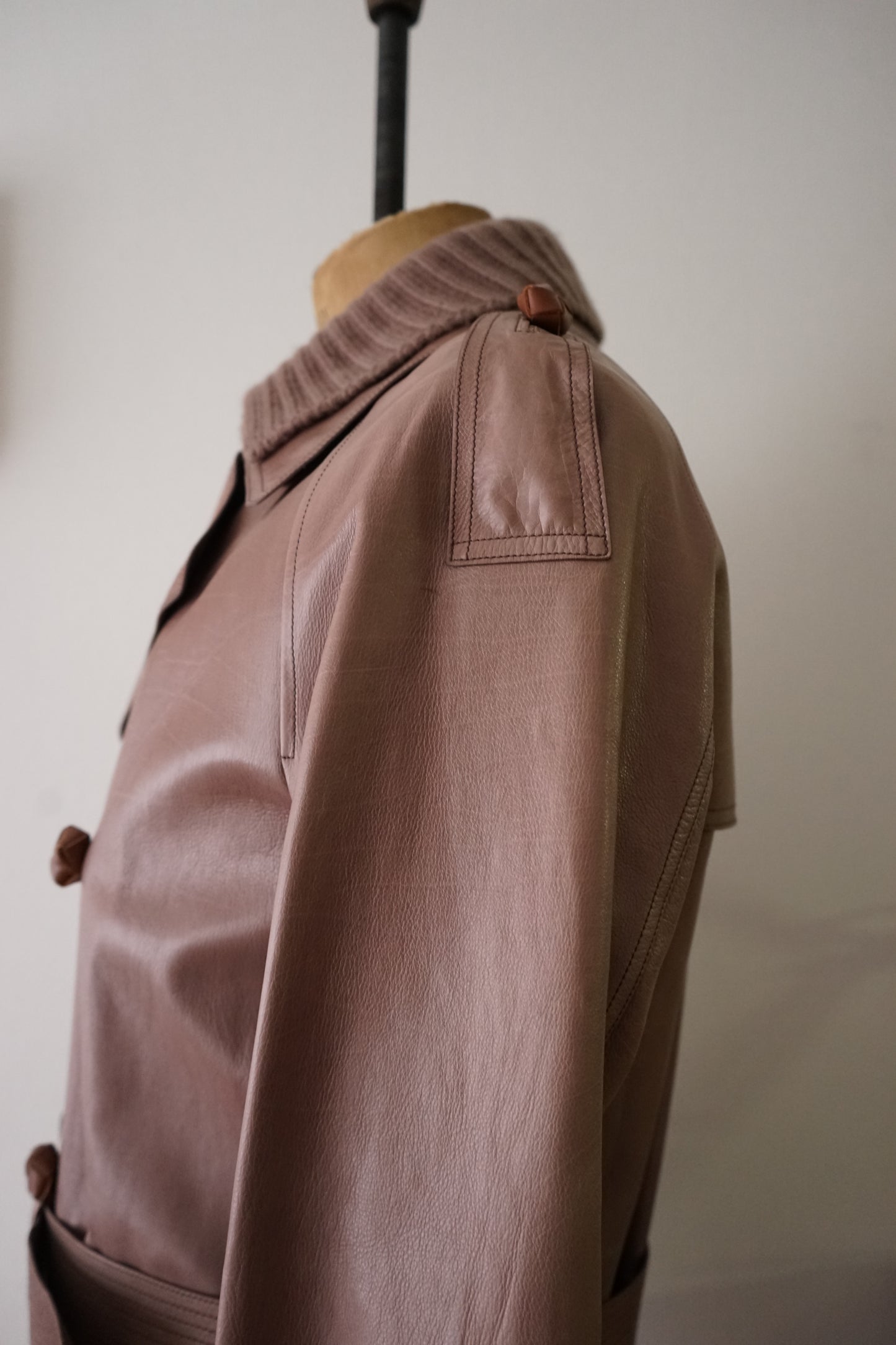 2010s BOTTEGA VENETA ”Pink Purple" Nappalan Leather Trench Coat by Tomas Maier