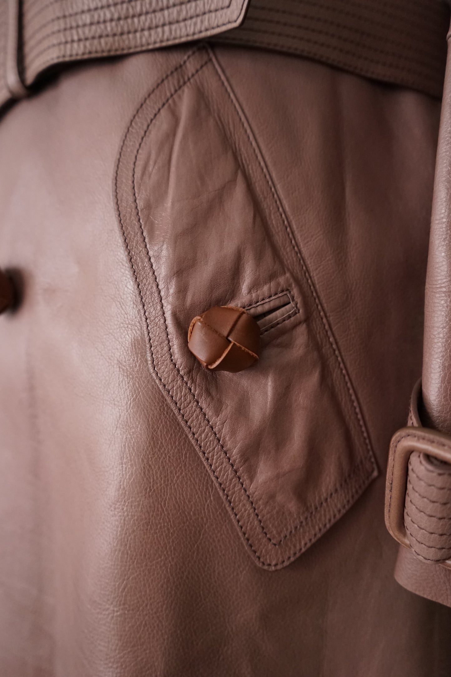 2010s BOTTEGA VENETA ”Pink Purple" Nappalan Leather Trench Coat by Tomas Maier