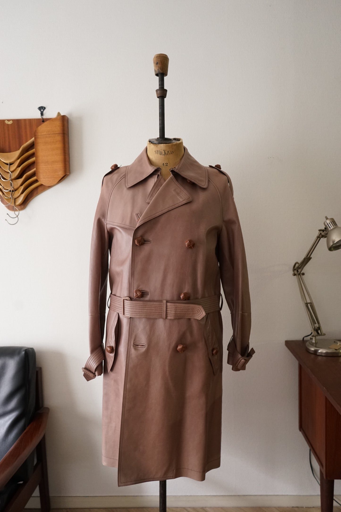 2010s BOTTEGA VENETA ”Pink Purple" Nappalan Leather Trench Coat by Tomas Maier