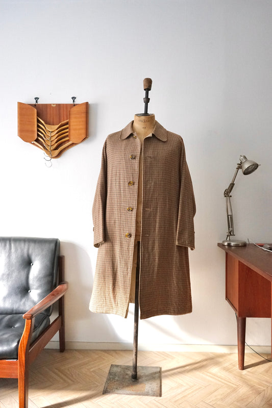 1980s Burberry Tweed × Gabardine “一枚袖” Reversible Balmacaan Coat