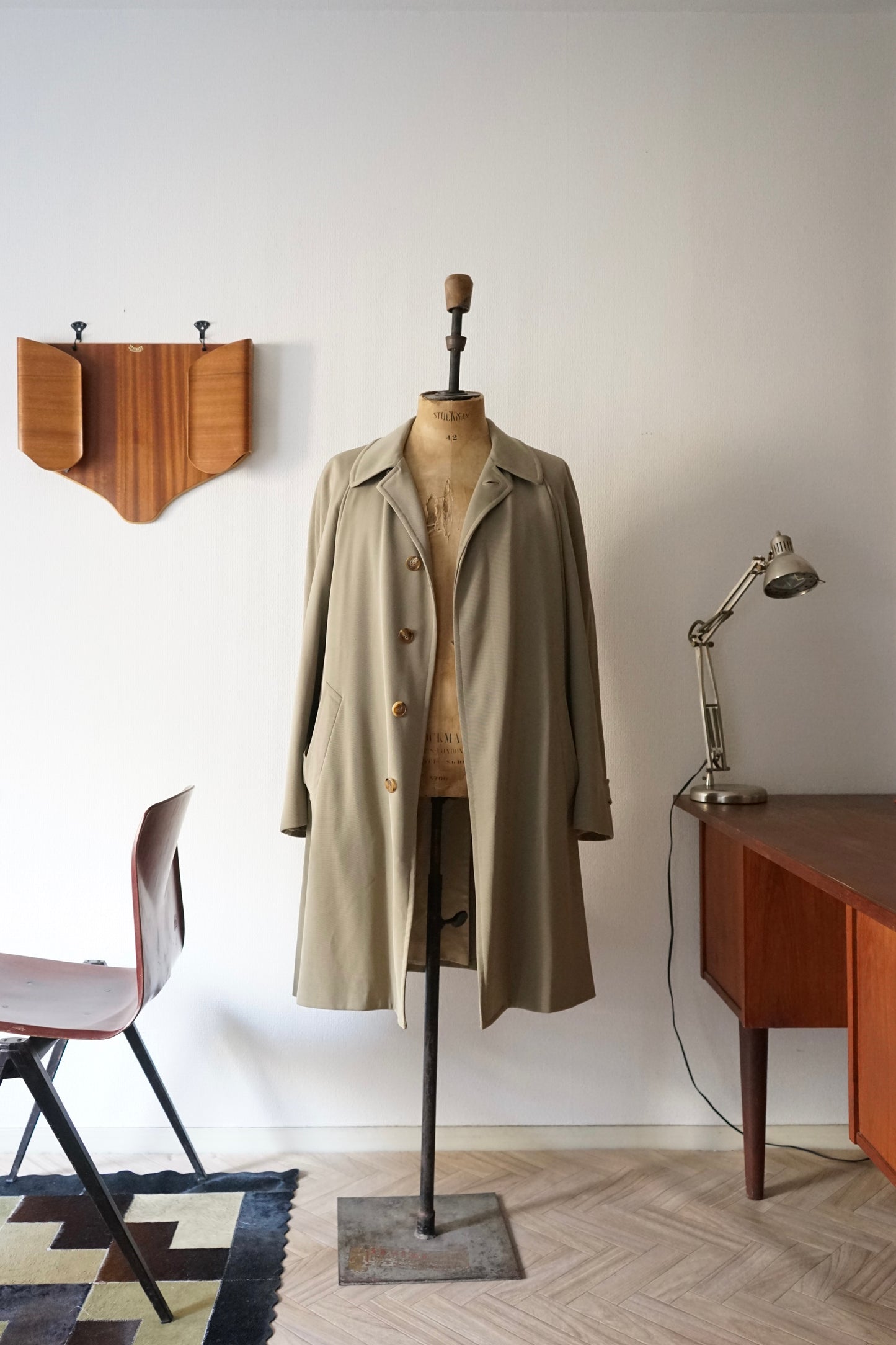 1990s Hermès "Super100s” Tropical Wool Gabardine Belted Coat