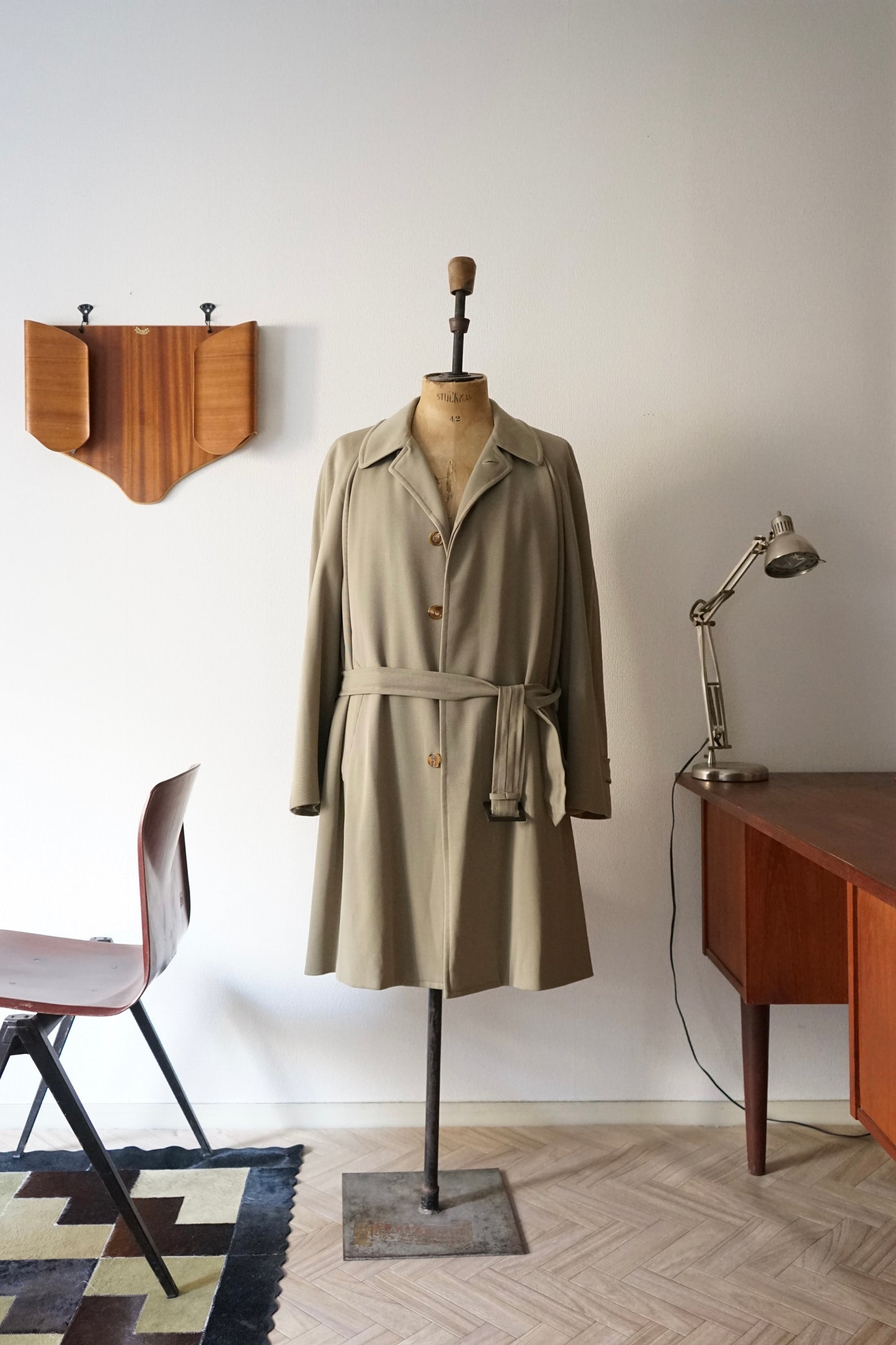 1990s Hermès "Super100s” Tropical Wool Gabardine Belted Coat