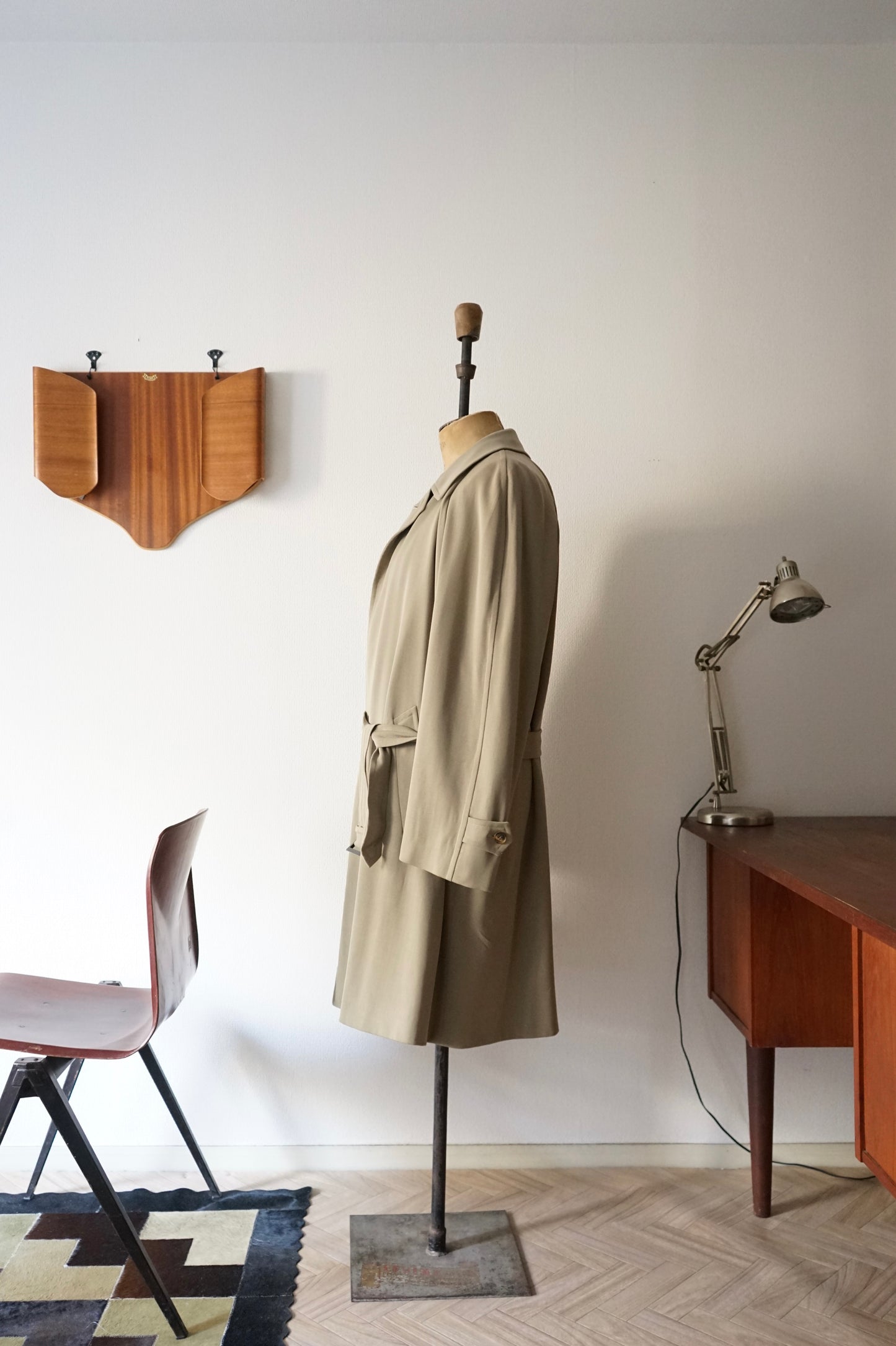 1990s Hermès "Super100s” Tropical Wool Gabardine Belted Coat