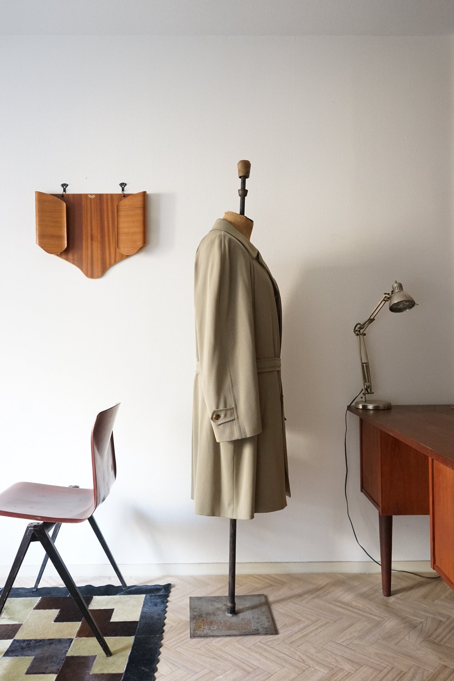 1990s Hermès "Super100s” Tropical Wool Gabardine Belted Coat