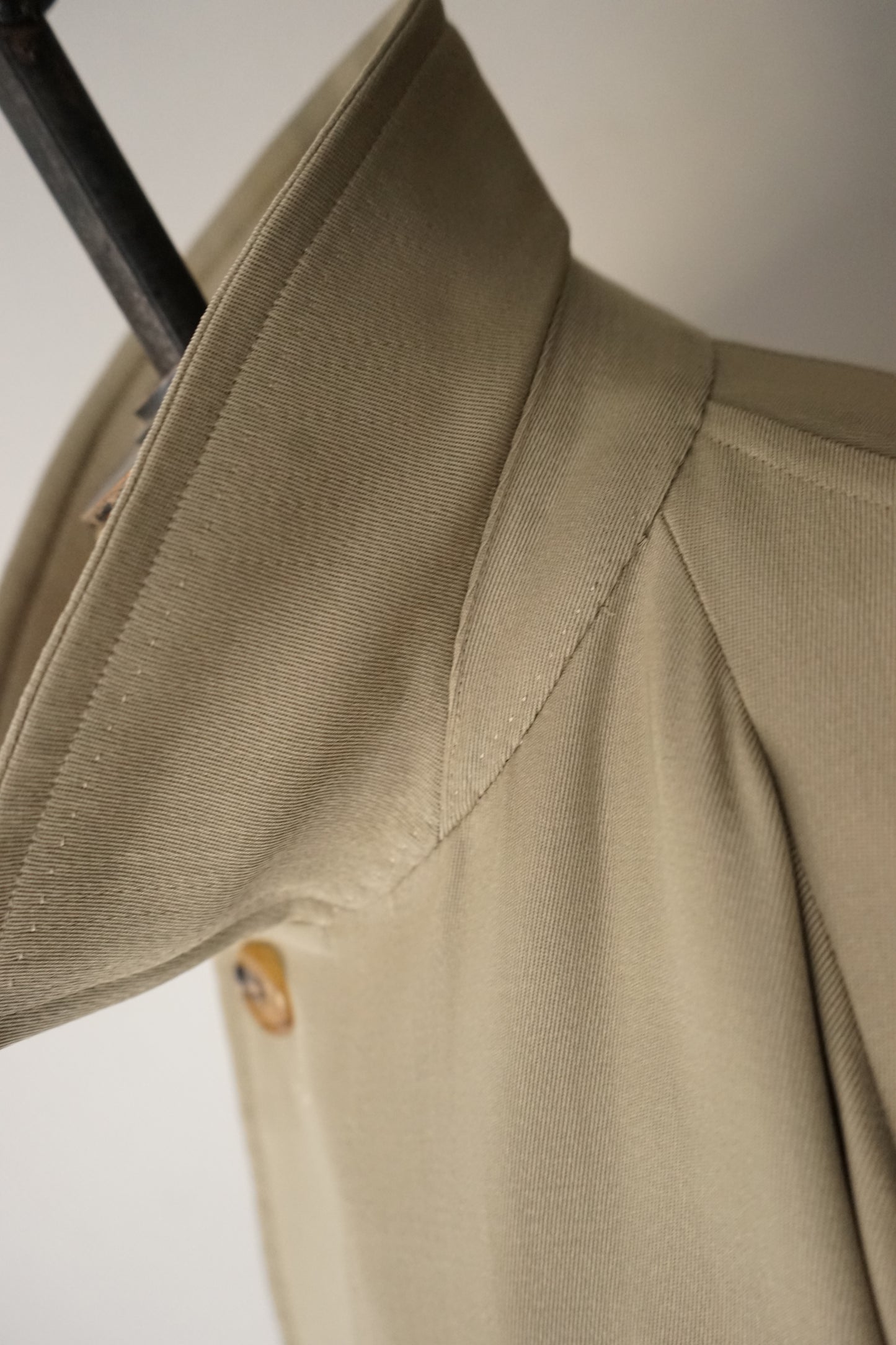 1990s Hermès "Super100s” Tropical Wool Gabardine Belted Coat