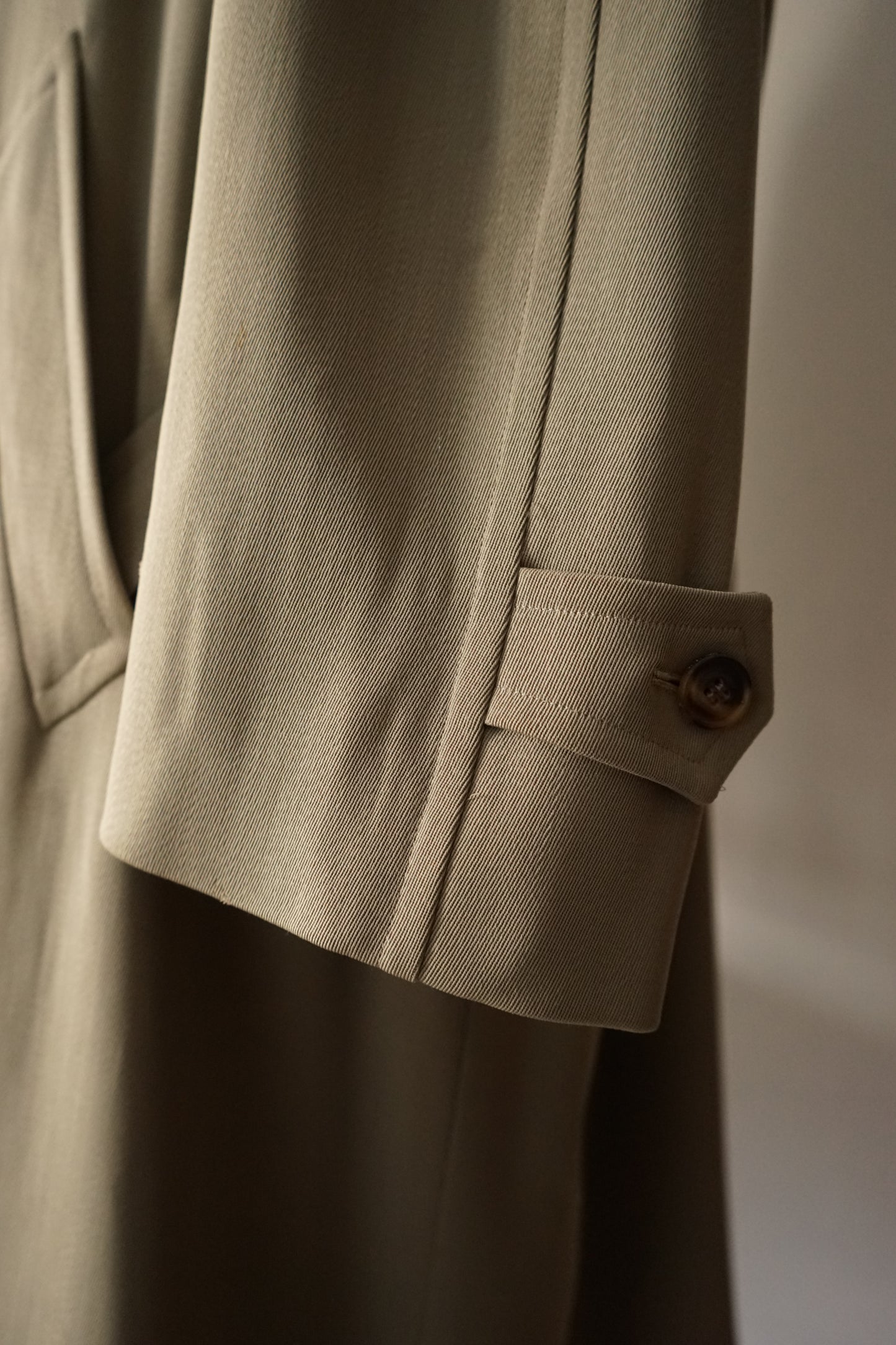 1990s Hermès "Super100s” Tropical Wool Gabardine Belted Coat