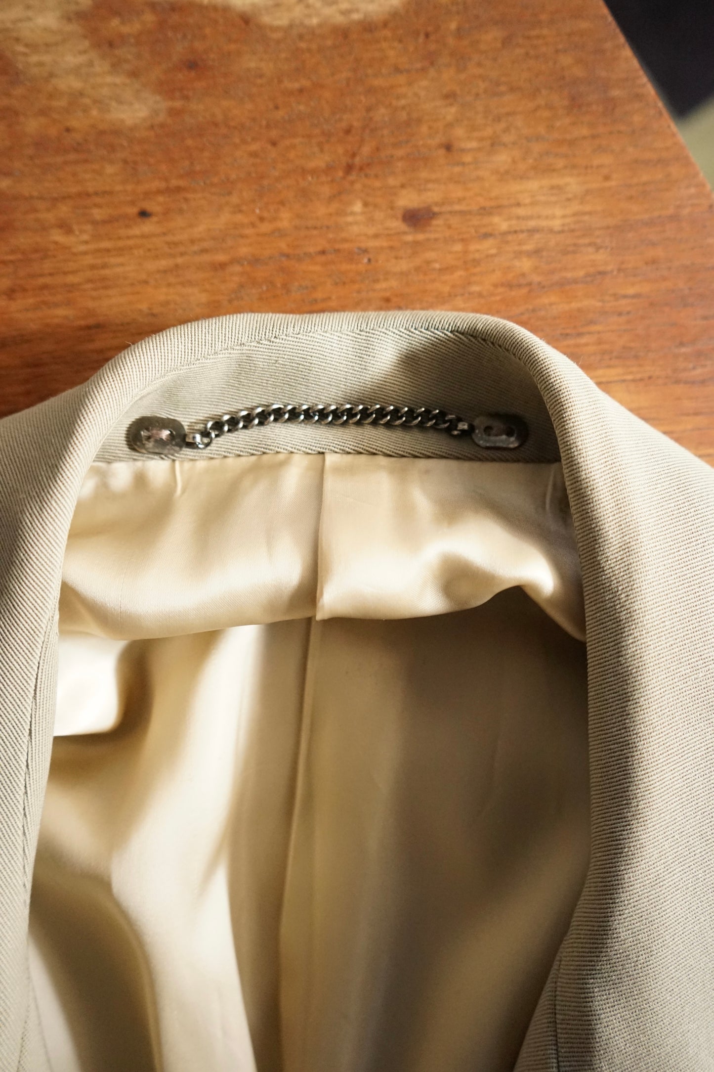 1990s Hermès "Super100s” Tropical Wool Gabardine Belted Coat