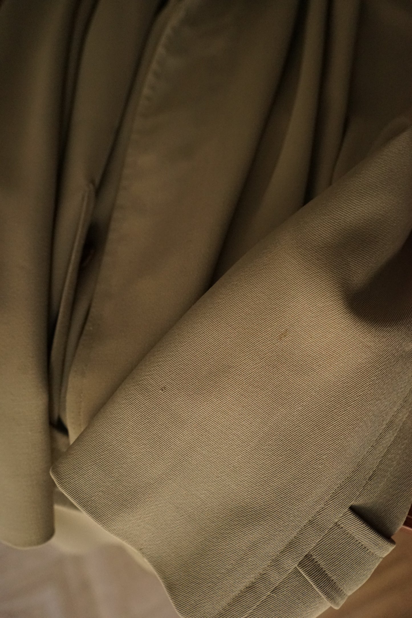 1990s Hermès "Super100s” Tropical Wool Gabardine Belted Coat