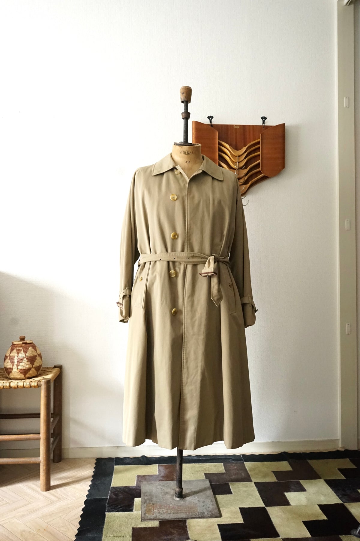 1980s Burberry Single Raglan Sleeve Belted Balmacaan Coat Cotton × Polyester 一枚袖